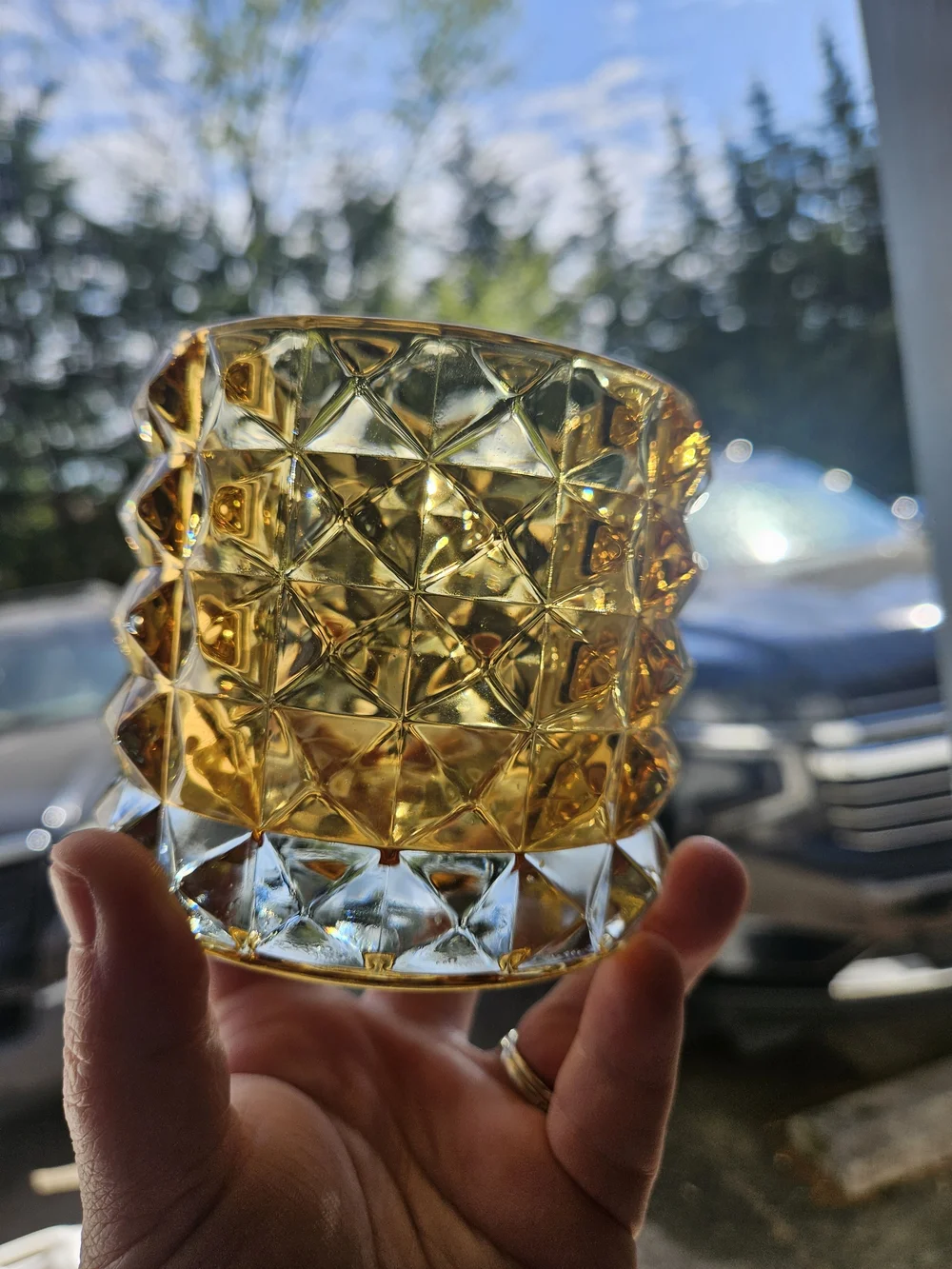 Amber Glass Candle Holders - Set Of‎ 2
